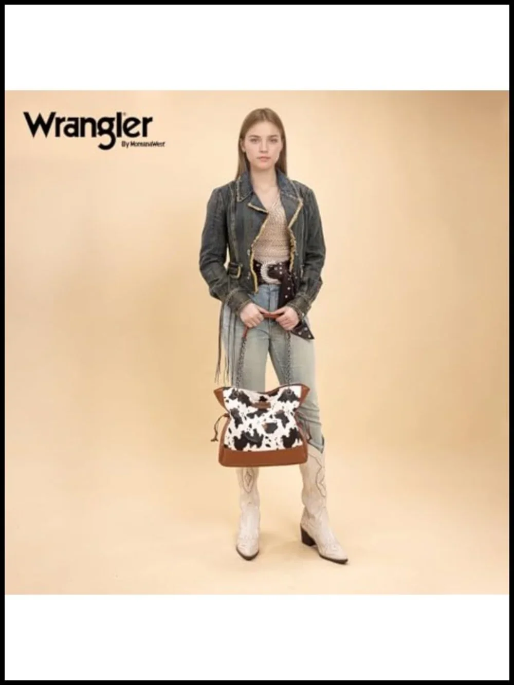 Wrangler Tote Bag for Women 2PCS Faux Leather Drawstring Shoulder Purse with